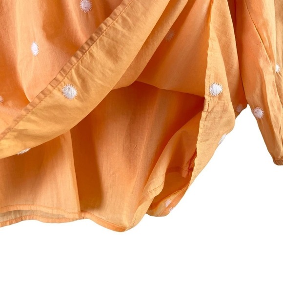 Talbots‎ Embroidered Polka Dots Popover Top in Orange Lightweight Cotton, Small - Picture 7 of 9
